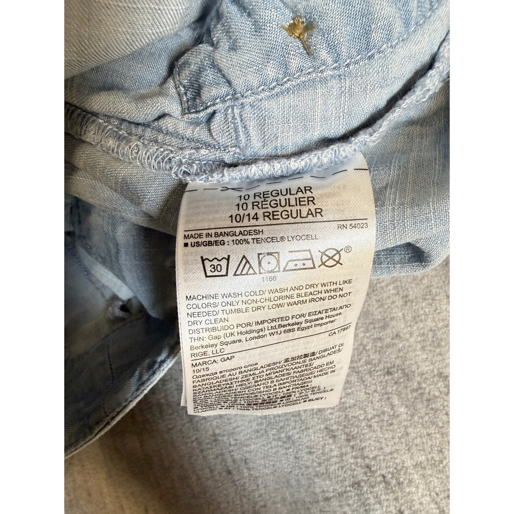 Gap Sailor Wide Leg Pants 10R Bleached Chambray Blue Tencel Lyocell 130000-02 - Picture 4 of 8